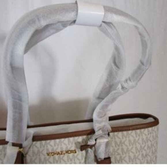 M Kors LARGE Jet Set Travel Tote Leather Trim NWOT - Picture 3 of 10